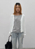 Slant V-neck knit cardigan