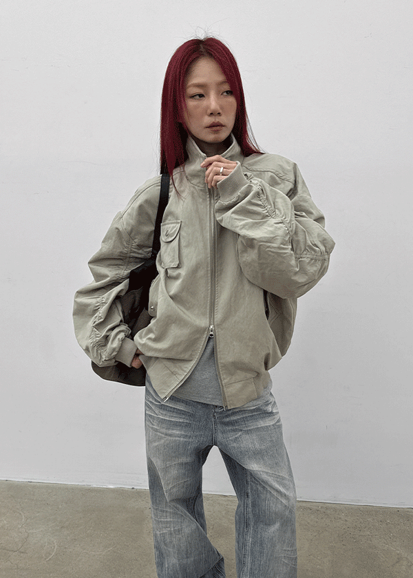 Rondy Shirred Bomber Jacket