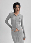 Hello Button Hooded Cardigan
