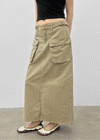 Zelkin Buckle Pocket Cotton Long Skirt