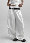 TheQ Nylon Pocket Wide Pants (Set with Belt)
