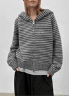 Plidi Stripe Knit Hooded Zip-up