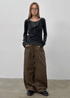 Fureni Brushed Fleece Seam Balloon Pants