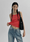 Allneu Henley Neck Star Dot Sleeveless Top
