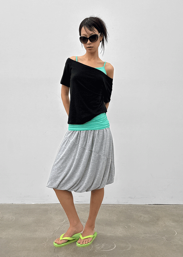 Territ Balloon Banding Midi Skirt