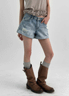 Ichion Roll-up Damage Denim Shorts