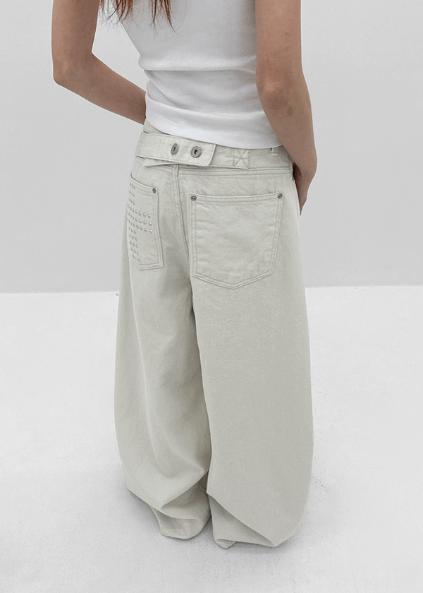 Kungton Studded Wide Balloon Pants