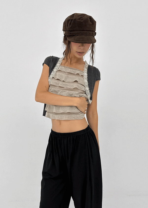 Delming Cancan Bolero Short Sleeve Tee