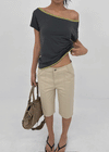 Tellony Cut-out Cotton Capri Pants