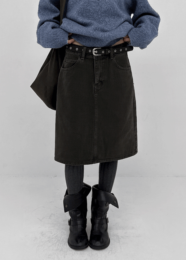 Dizzy Cotton Midi Skirt (Belt Set)