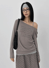 Sowan เสื้อยืดแขนยาวเปิดไหล่โปร่งใส