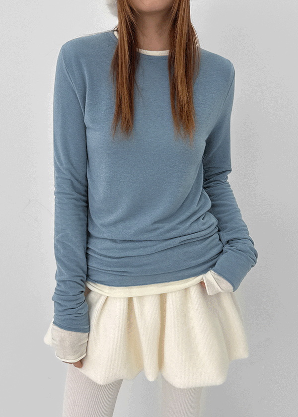 Moteng Basic Round Long Sleeve T-shirt