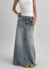 Country Fringe Denim Long Skirt (belt Set)