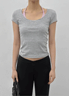 Ironi Halter Layered Cap Sleeve Short Sleeve Tee