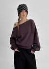 Purpel Fleece Off-shoulder Man-to-man