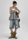 Rebabee Damage Bermuda Denim Pants