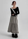 Lily Check Frill Cancan Long Skirt