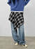 Midal Check Unbalanced Layered Wrap Skirt