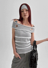 Selle Cut Eyelet Off-shoulder Top