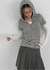 Dot Stripe Henley Neck Short Sleeve Hoodie