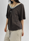 Dexa Stripe Balloon Deep U Neck Tee