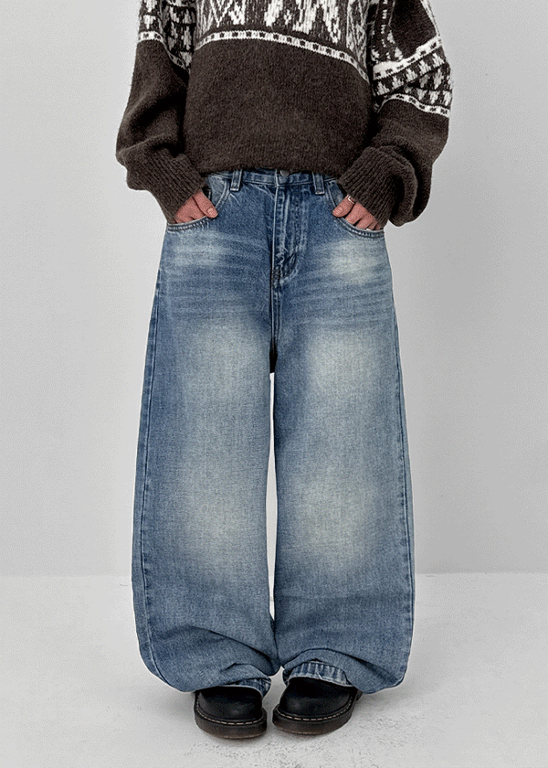 Hemlet Back-Pocket Wide Denim Pants