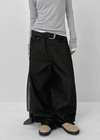 Bigging Stripe Non-fade Raw Wide Denim Pants