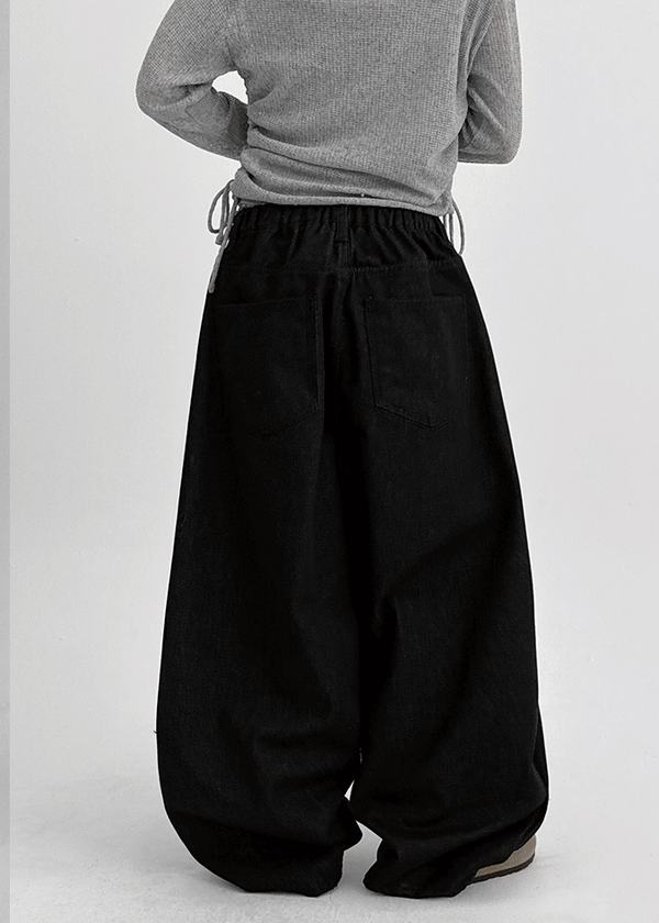 Benem Non-fade Raw Denim Balloon Back Banding Denim Pants