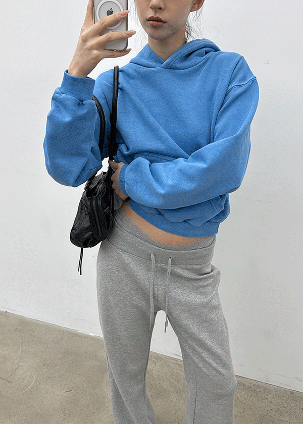 Moheron Washing Semi-Crop Hooded