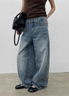 Lacquer Wash Balloon Wide Denim Pants