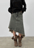 Clump-cut Denim Midi Skirt