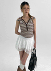 Fonton Stripe Backless Hooded Sleeveless Top
