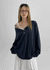 Diamon Loose Fit Henley Neck Long Sleeve Tee