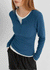 Penic Henley Neck Fleece Ribbed Long Sleeve Tee