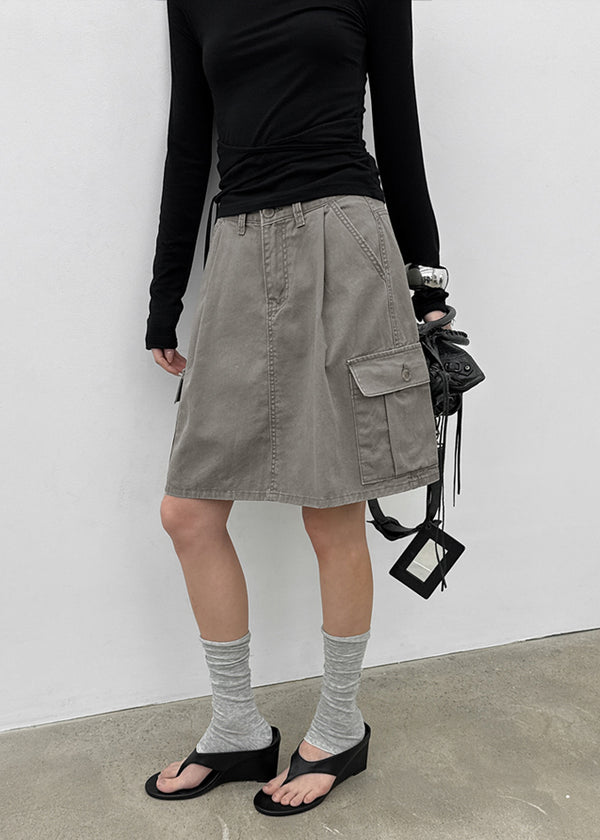 Tokoi Washed Cargo Midi Skirt