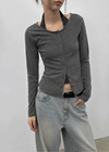 Bedding Layered Striped Halter Cardigan