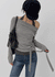 Kepol Layered Strap Off-shoulder Long Sleeve T-shirt