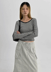 Blemang Uniqlo Stripe Two-way Long Sleeve T-shirt