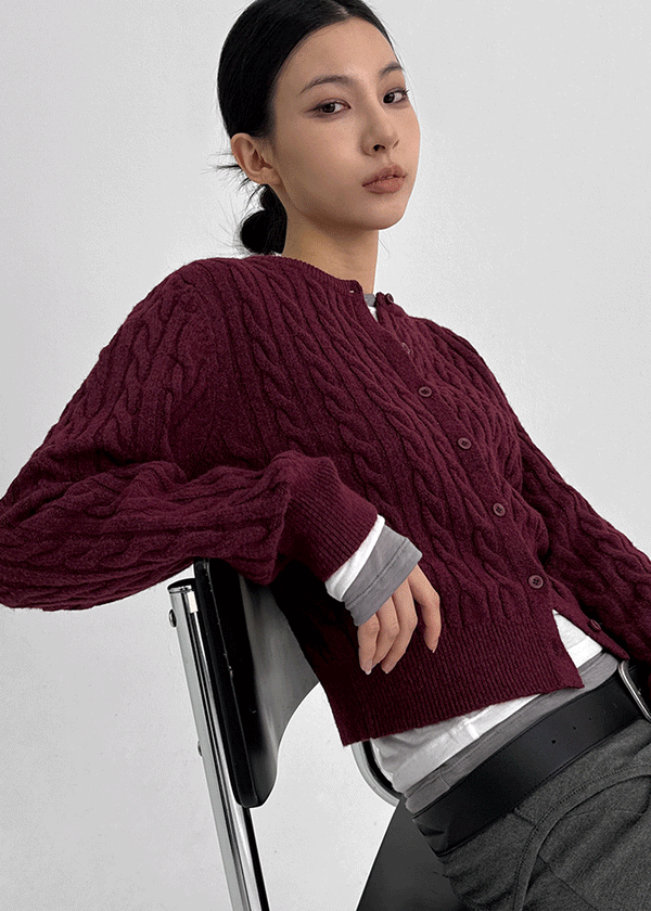 Poilot Cable Wool Knit Cardigan