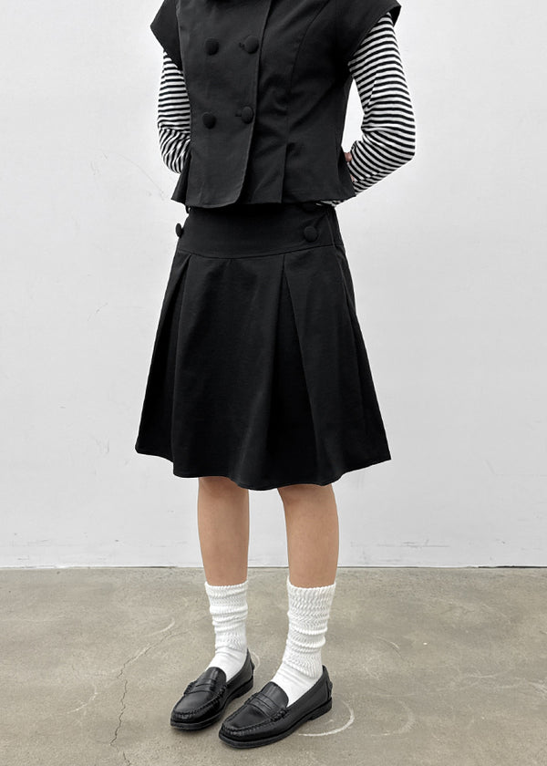 Tnya Double-button Pleated Midi Skirt (Set Available)
