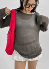 Showenti Boat Neck Net Knit