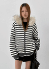 Shant Fur Trimming Wool Hooded Knitwear Zip-up