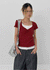 Pebel Square Neck Shirring Frill Short Sleeve T-shirt