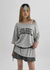 Spine Lettering Off-shoulder Short Sleeve T-shirt