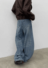 Kelsha Vintage Balloon Wide Denim Pants