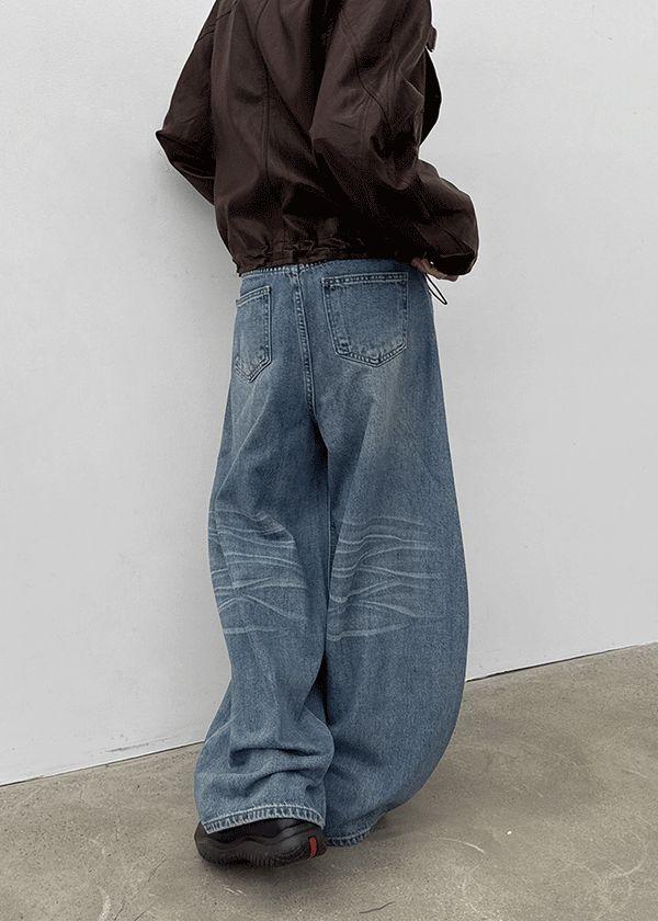 Kelsha Vintage Balloon Wide Denim Pants