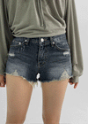 Garr Low Waist Damaged Denim Shorts