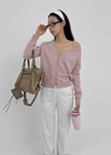 Ratmiss One-shoulder Knit Cardigan