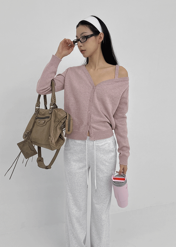 Ratmiss One-shoulder Knit Cardigan