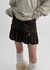Deving Stripe Shirring Mini Skirt Pants